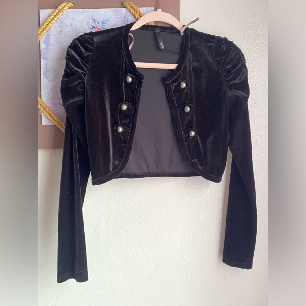 Black velvet cropped bolero cardigan